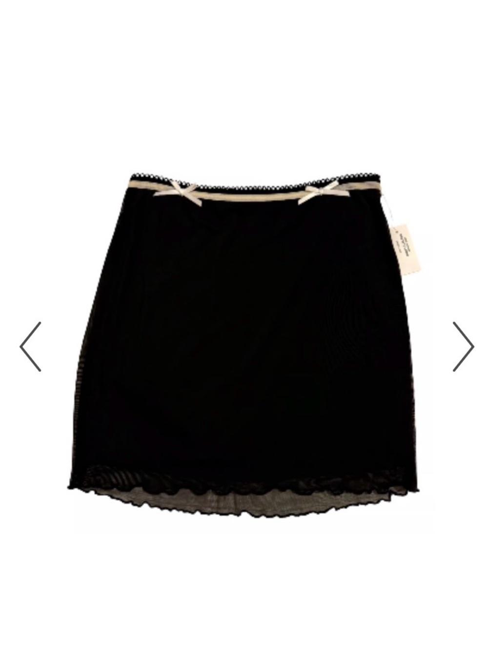 RSQ Black Lace-Trim Mini Slip Skirt with Contrast Bows